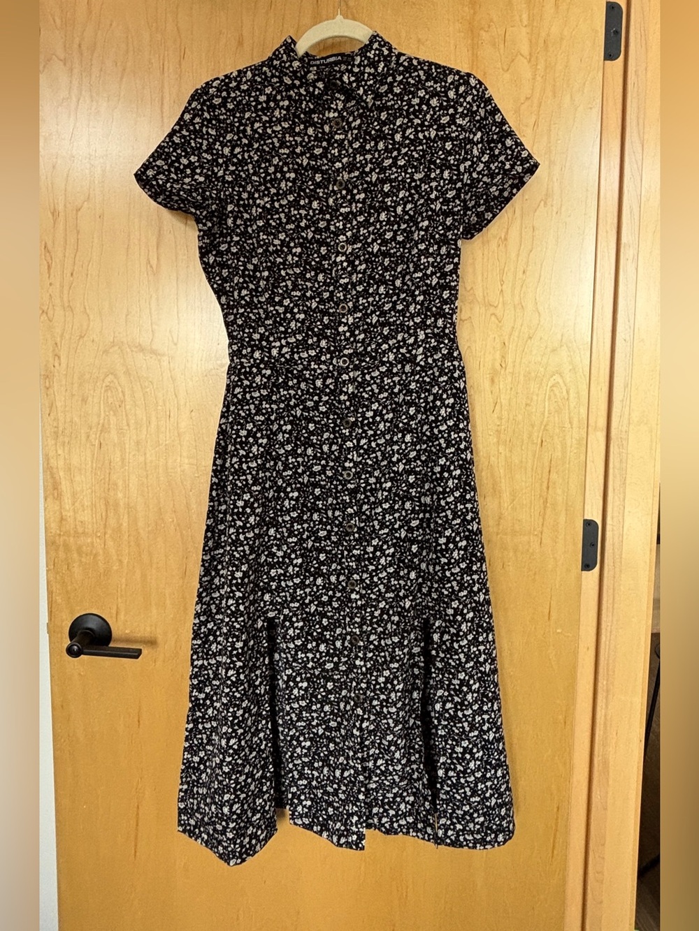 Disturbia black floral button-up midi dress